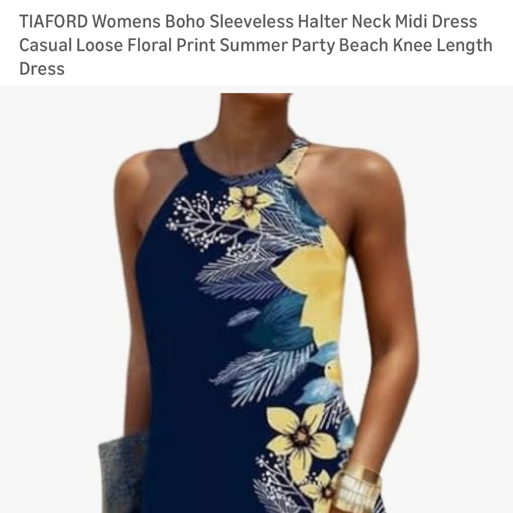 Women's Tiaford Boho Sleeveless Halter Summer Floral Dress - (Size S) NWOT - Picture 9 of 9